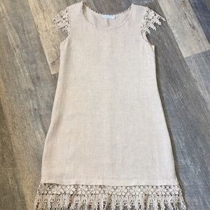 Martina Innocenti Linen Dress w/Crochet Trim
